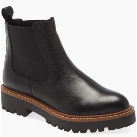 CASLON Miller Leather Chelsea Boot Lug Sole Water Resistant | Women's 13 | Black - Picture 1 of 4
